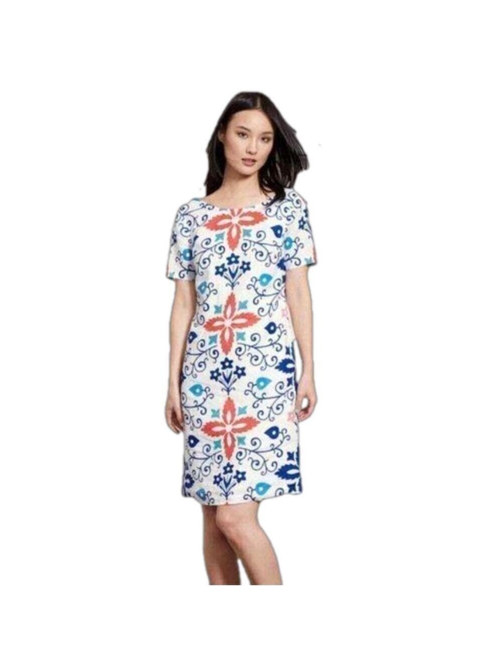 Boden 100% Linen Floral Dress US 8 L